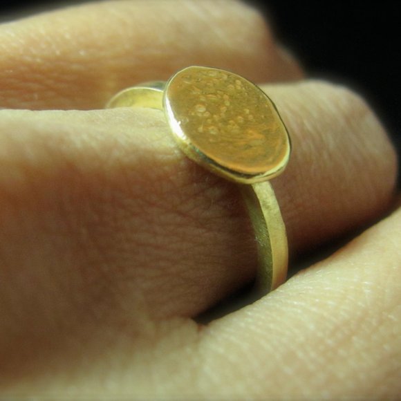 Surface of the moon ring. Gold ring. 14k solid Yellow gold ring. Handmade ring. - Picture 4 of 6